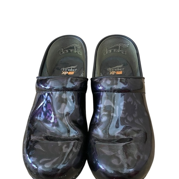 Dansko Black and Purple Patterned Mules - Picture 3 of 8